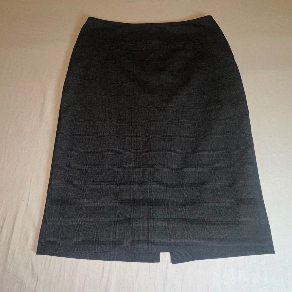 RW&CO Ava Pencil Lined Skirt Women's 8 Grey Glen Plaid Professional Knee Length
